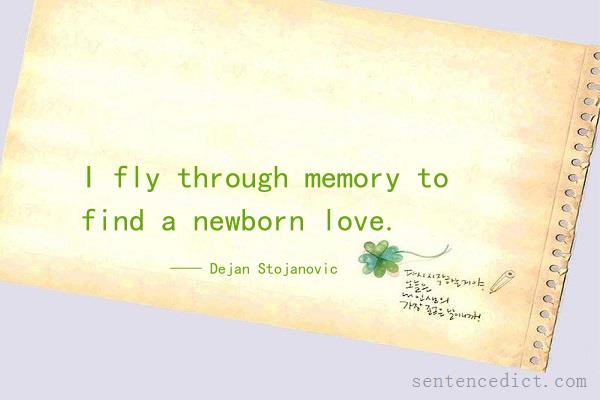 Good sentence's beautiful picture_I fly through memory to find a newborn love.