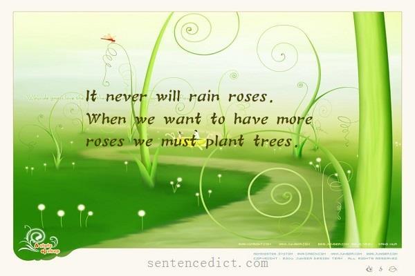 Good sentence's beautiful picture_It never will rain roses. When we want to have more roses we must plant trees.