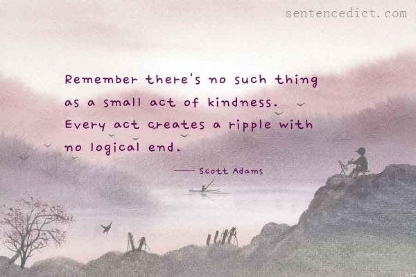 Good sentence's beautiful picture_Remember there's no such thing as a small act of kindness. Every act creates a ripple with no logical end.