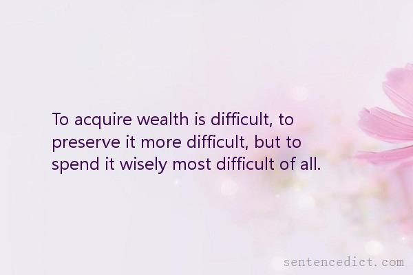 Good sentence's beautiful picture_To acquire wealth is difficult, to preserve it more difficult, but to spend it wisely most difficult of all.