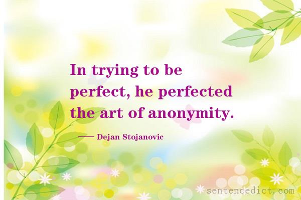 Good sentence's beautiful picture_In trying to be perfect, he perfected the art of anonymity.