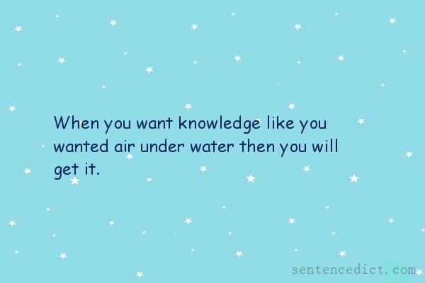 Good sentence's beautiful picture_When you want knowledge like you wanted air under water then you will get it.
