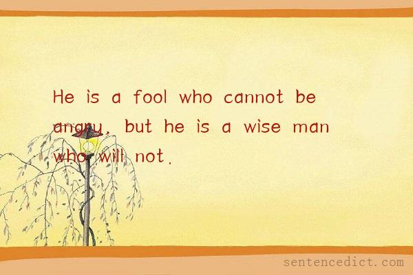 Good sentence's beautiful picture_He is a fool who cannot be angry, but he is a wise man who will not.