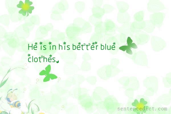 Good sentence's beautiful picture_He is in his better blue clothes.