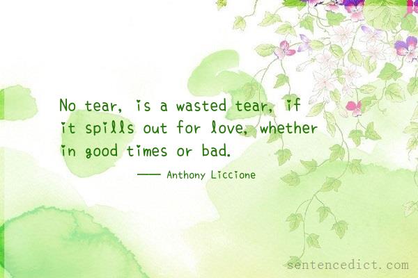 Good sentence's beautiful picture_No tear, is a wasted tear, if it spills out for love, whether in good times or bad.