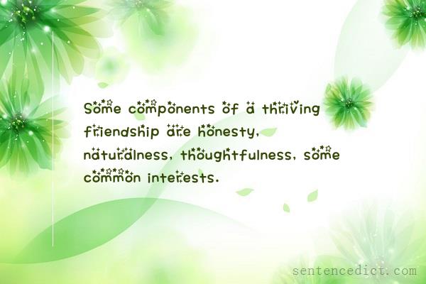 Good sentence's beautiful picture_Some components of a thriving friendship are honesty, naturalness, thoughtfulness, some common interests.
