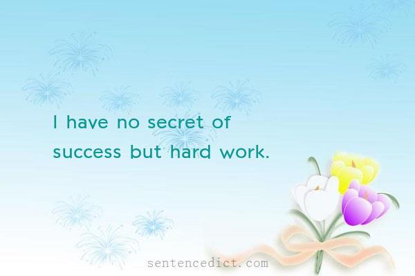 Good sentence's beautiful picture_I have no secret of success but hard work.