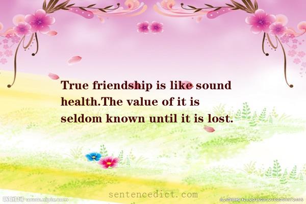 Good sentence's beautiful picture_True friendship is like sound health.The value of it is seldom known until it is lost.
