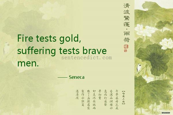 Good sentence's beautiful picture_Fire tests gold, suffering tests brave men.