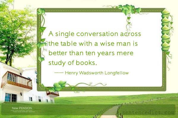 Good sentence's beautiful picture_A single conversation across the table with a wise man is better than ten years mere study of books.