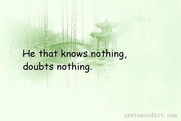 Good sentence's beautiful picture_He that knows nothing, doubts nothing.