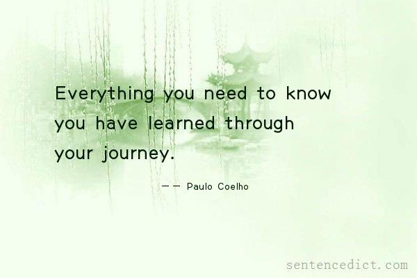 Good sentence's beautiful picture_Everything you need to know you have learned through your journey.