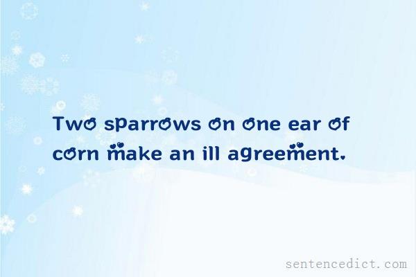 Good sentence's beautiful picture_Two sparrows on one ear of corn make an ill agreement.