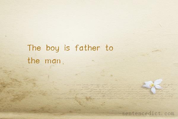 Good sentence's beautiful picture_The boy is father to the man.