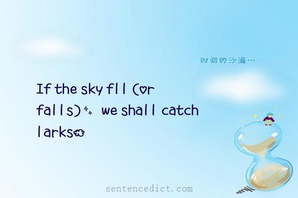 Good sentence's beautiful picture_If the sky fll (or falls), we shall catch larks.