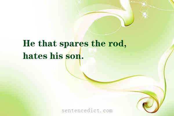 Good sentence's beautiful picture_He that spares the rod, hates his son.