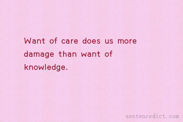 Good sentence's beautiful picture_Want of care does us more damage than want of knowledge.