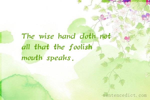 Good sentence's beautiful picture_The wise hand doth not all that the foolish mouth speaks.