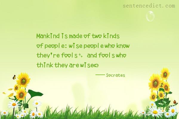 Good sentence's beautiful picture_Mankind is made of two kinds of people: wise people who know they're fools, and fools who think they are wise.
