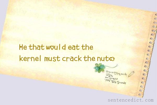 Good sentence's beautiful picture_He that would eat the kernel must crack the nut.