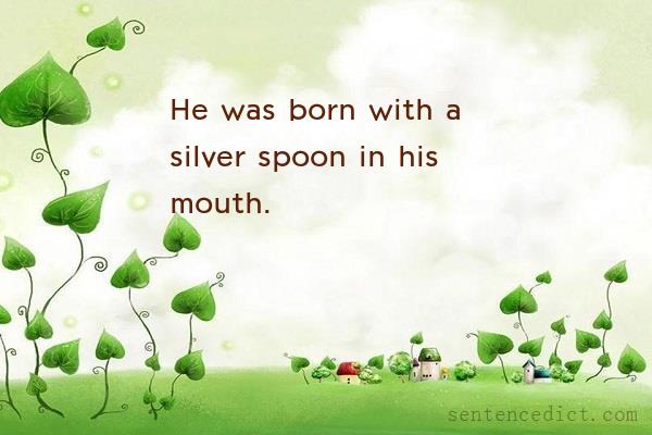 Good sentence's beautiful picture_He was born with a silver spoon in his mouth.