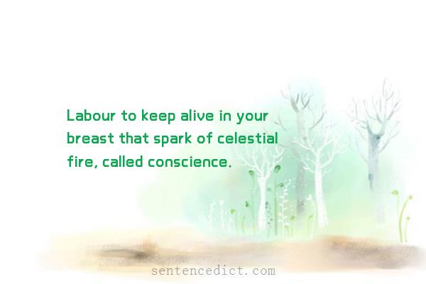 Good sentence's beautiful picture_Labour to keep alive in your breast that spark of celestial fire, called conscience.