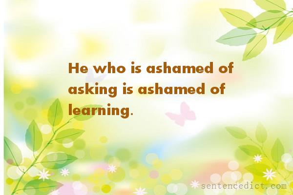 Good sentence's beautiful picture_He who is ashamed of asking is ashamed of learning.
