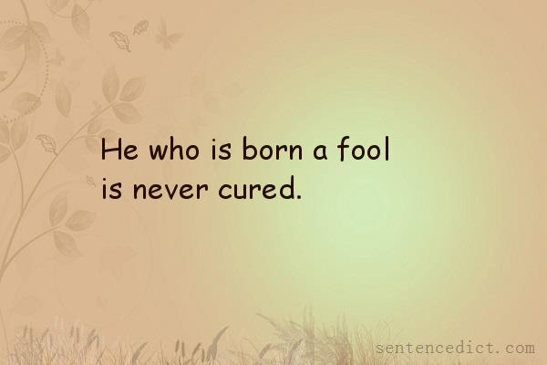 Good sentence's beautiful picture_He who is born a fool is never cured.