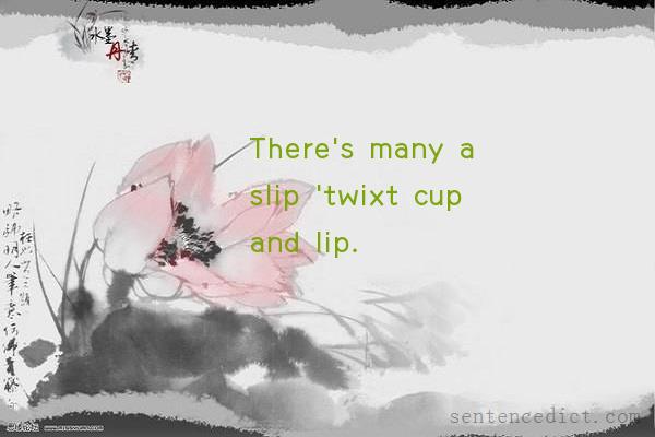 Good sentence's beautiful picture_There's many a slip 'twixt cup and lip.