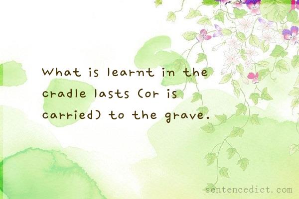 Good sentence's beautiful picture_What is learnt in the cradle lasts (or is carried) to the grave.