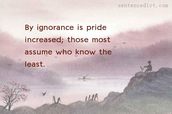Good sentence's beautiful picture_By ignorance is pride increased; those most assume who know the least.
