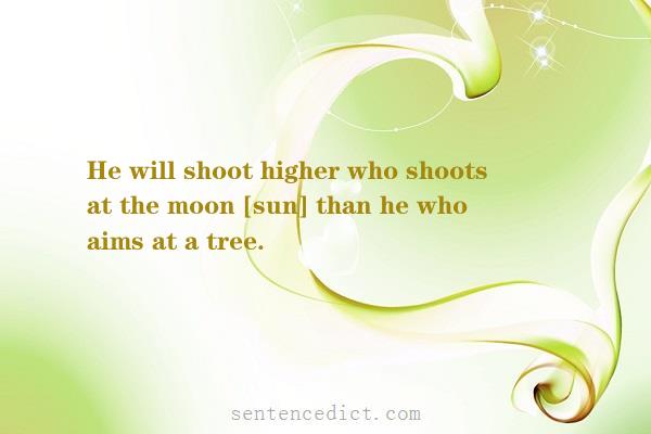 Good sentence's beautiful picture_He will shoot higher who shoots at the moon [sun] than he who aims at a tree.