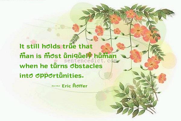 Good sentence's beautiful picture_It still holds true that man is most uniquely human when he turns obstacles into opportunities.