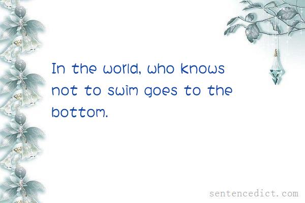 Good sentence's beautiful picture_In the world, who knows not to swim goes to the bottom.