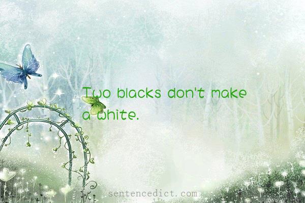 Good sentence's beautiful picture_Two blacks don't make a white.