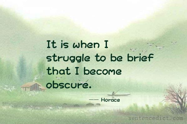 Good sentence's beautiful picture_It is when I struggle to be brief that I become obscure.