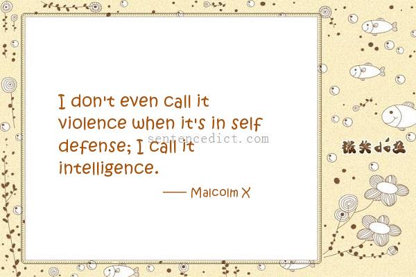 Good sentence's beautiful picture_I don't even call it violence when it's in self defense; I call it intelligence.