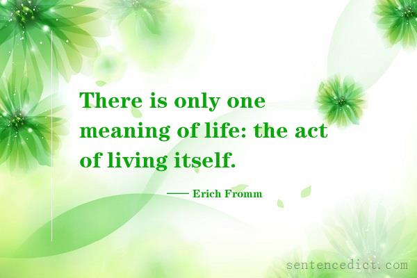 Good sentence's beautiful picture_There is only one meaning of life: the act of living itself.