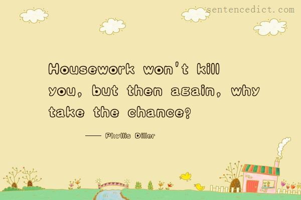 Good sentence's beautiful picture_Housework won't kill you, but then again, why take the chance?