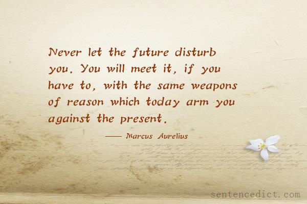 Good sentence's beautiful picture_Never let the future disturb you. You will meet it, if you have to, with the same weapons of reason which today arm you against the present.