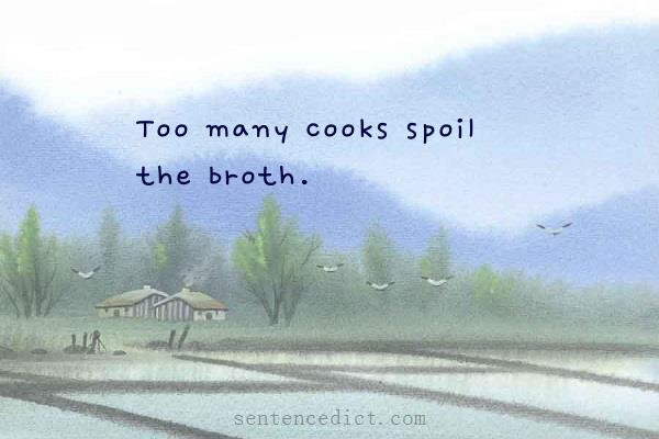 Good sentence's beautiful picture_Too many cooks spoil the broth.
