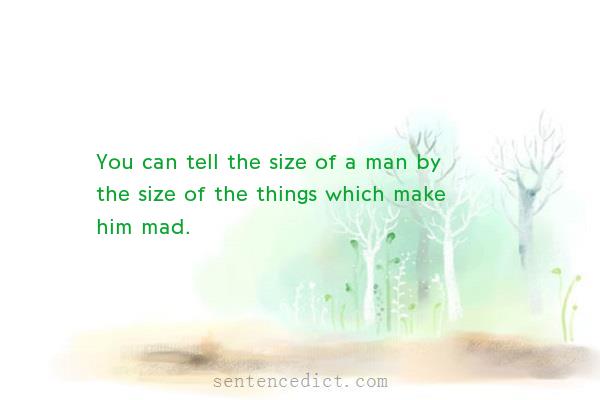 Good sentence's beautiful picture_You can tell the size of a man by the size of the things which make him mad.