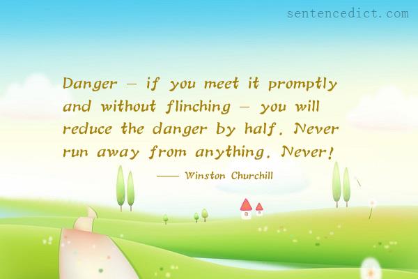 Good sentence's beautiful picture_Danger - if you meet it promptly and without flinching - you will reduce the danger by half. Never run away from anything. Never!