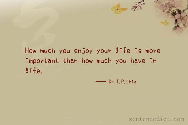 Good sentence's beautiful picture_How much you enjoy your life is more important than how much you have in life.