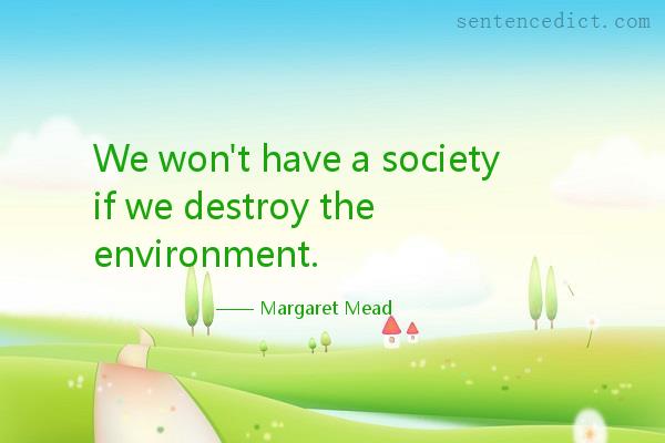 Good sentence's beautiful picture_We won't have a society if we destroy the environment.