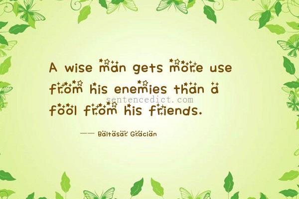 Good sentence's beautiful picture_A wise man gets more use from his enemies than a fool from his friends.