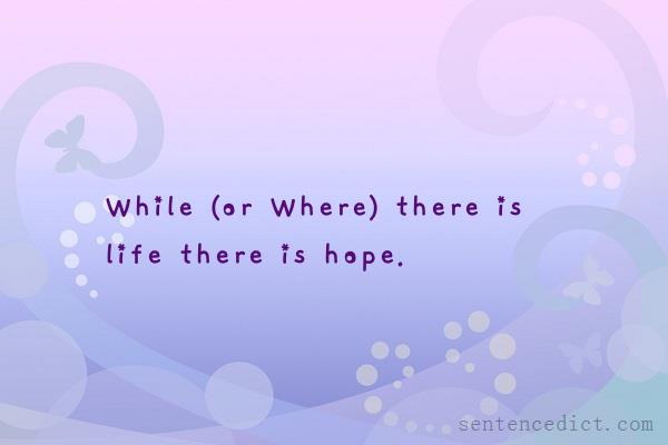 Good sentence's beautiful picture_While (or Where) there is life there is hope.