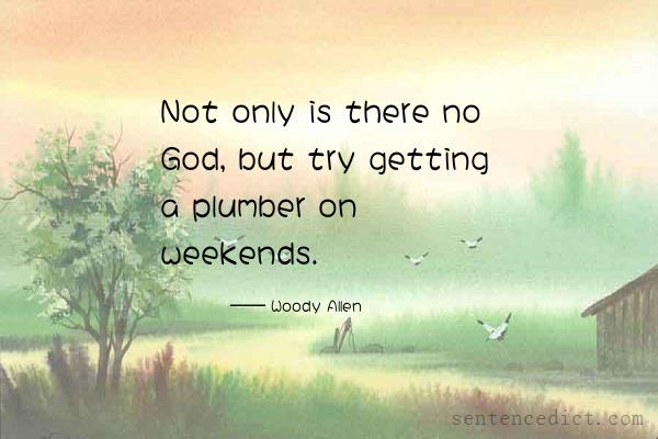 Good sentence's beautiful picture_Not only is there no God, but try getting a plumber on weekends.