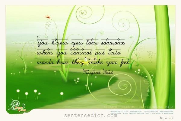 Good sentence's beautiful picture_You know you love someone when you cannot put into words how they make you feel.