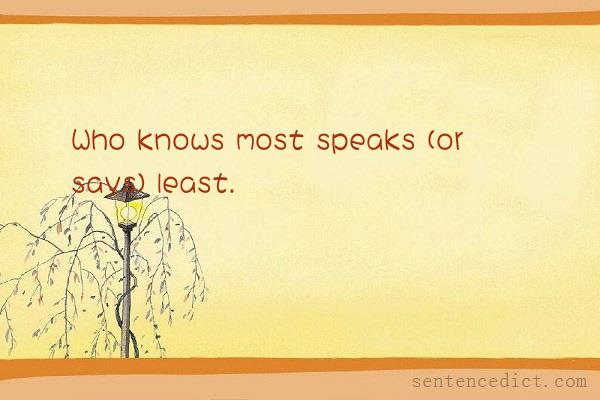 Good sentence's beautiful picture_Who knows most speaks (or says) least.